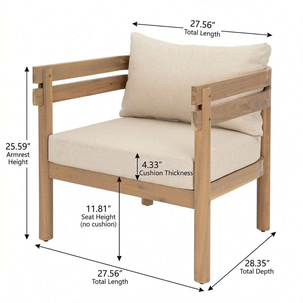 4-Piece Acacia Wood Patio Furniture Set