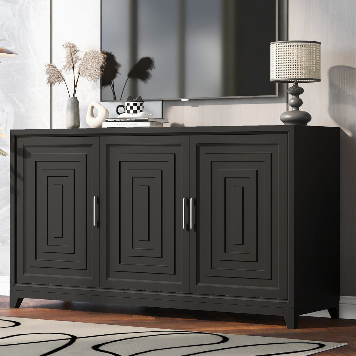 TV Stand for TVs up to 65 Inches, Modern Entertainment Center Media Console Cabinet with 2 Spacious Storage Space,