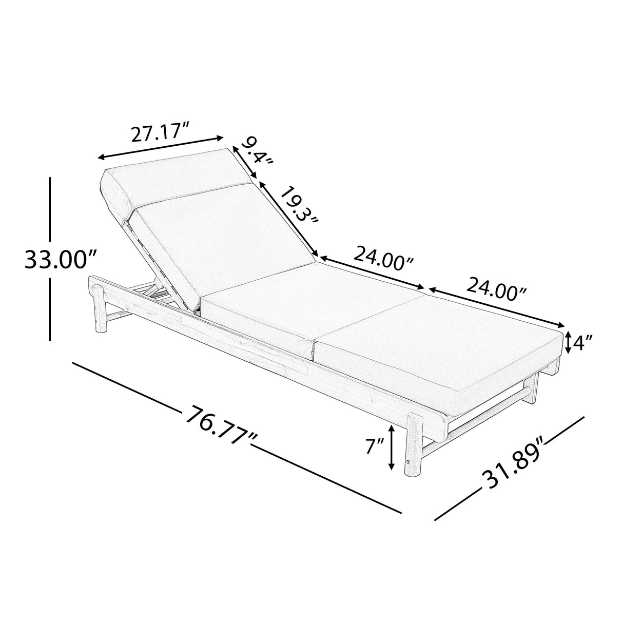 Light Teak Acacia Wood Chaise Lounge Set