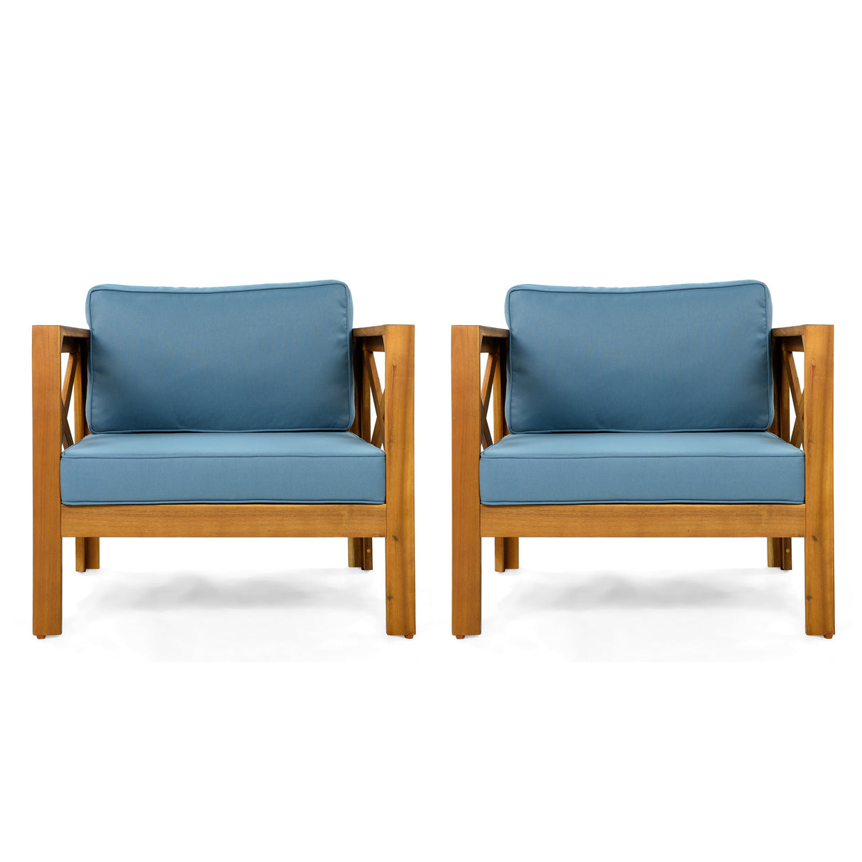 Patio Conversation Set, Outdoor Wood Conversation Seat (Set of 2)