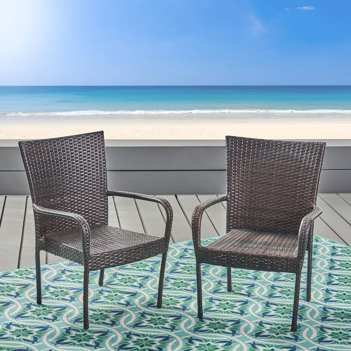 GigaTech Brown PE Rattan Outdoor Chairs Set of 3