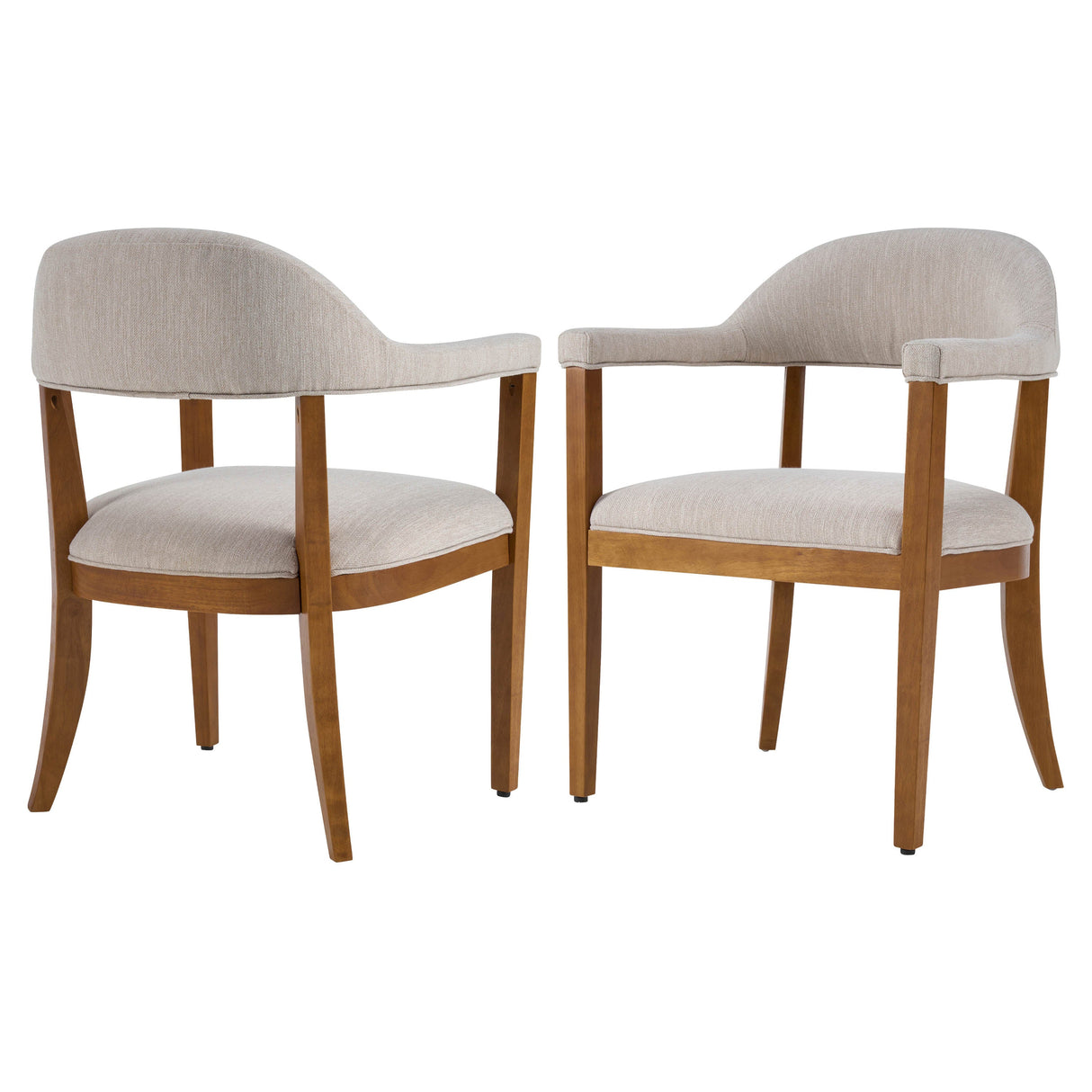 Wood Frame Upholstered Dining Chairs with Armrests (Set of 2)