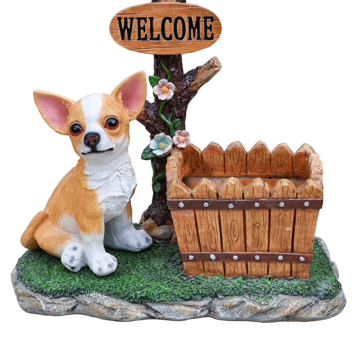 Sitting Chihuahua Dog Planter Statue