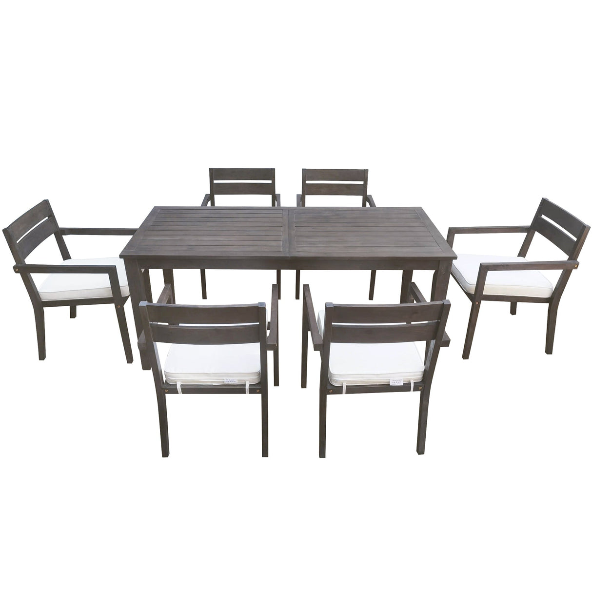 7 Pieces Acacia Wood Outdoor Dining Set with Cushions