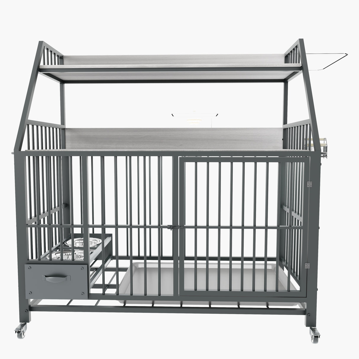 Large Pet Cage with Storage Rack and Stainless Steel Basins