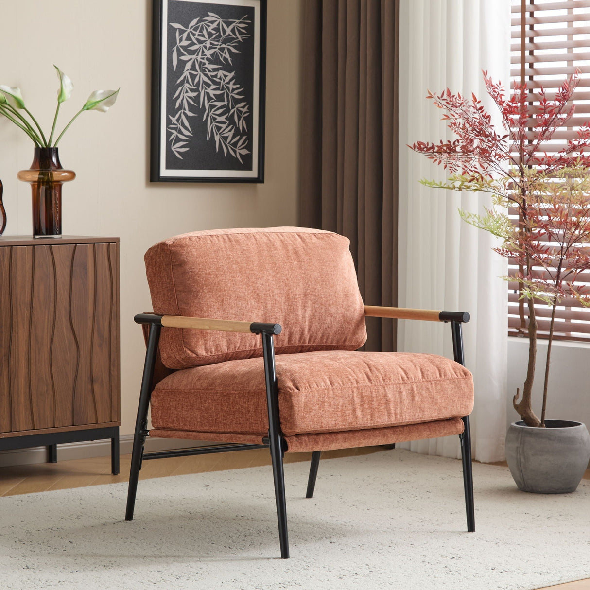 Modern Accent Chair With Cushions, Cozy Seating