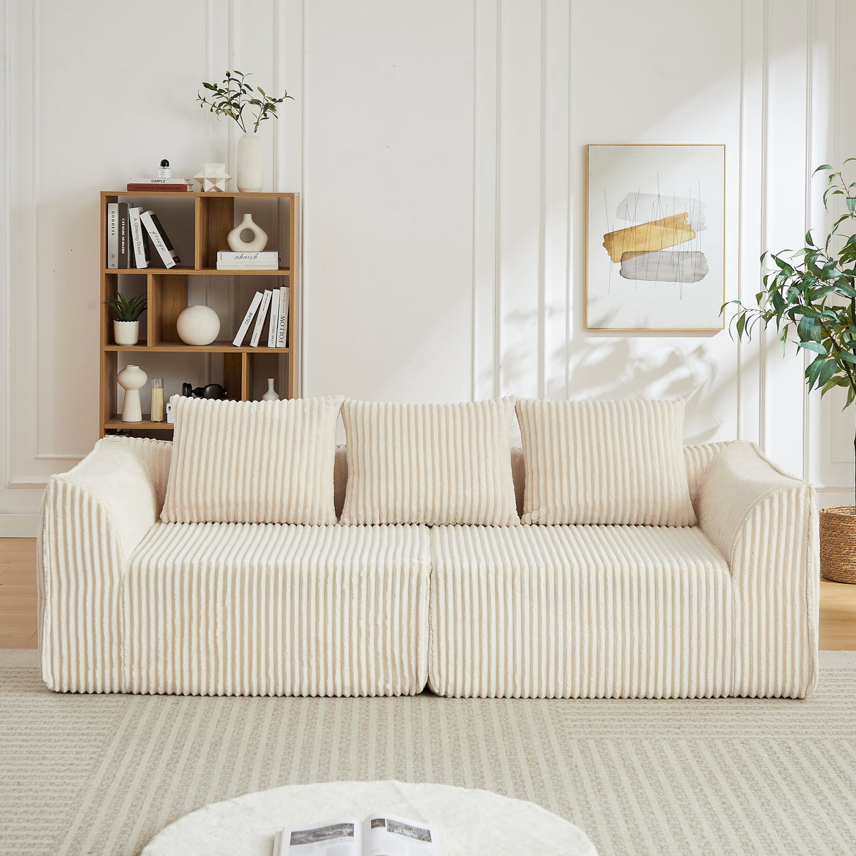 Minimalist 3-Seater Corduroy Sofa