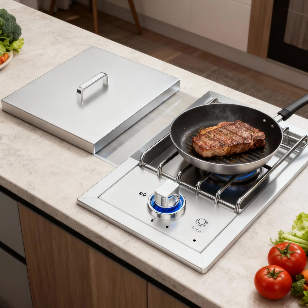 Single Grilling Side Burner, 17,000BTU Liquid Propane