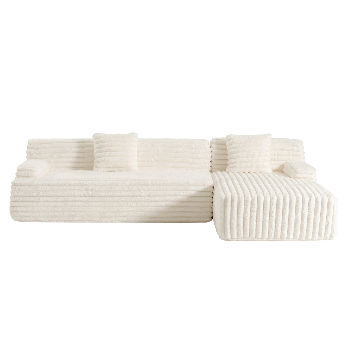 110" Beige Cloud Sectional Sofa — Free-Combination Upholstered Couch