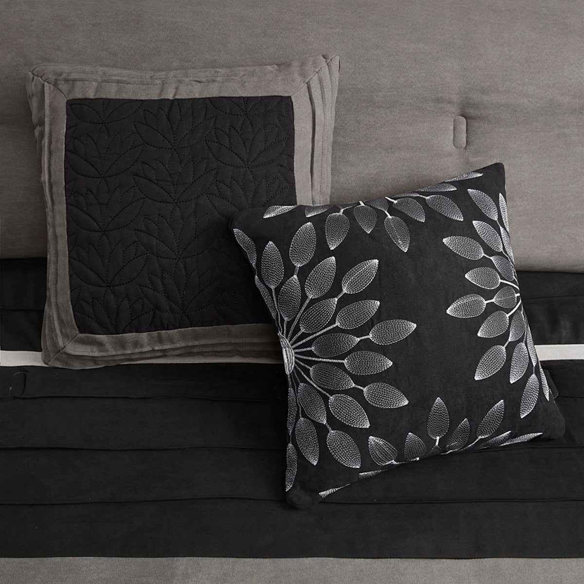 7 Piece Faux Suede Comforter Set Black California King