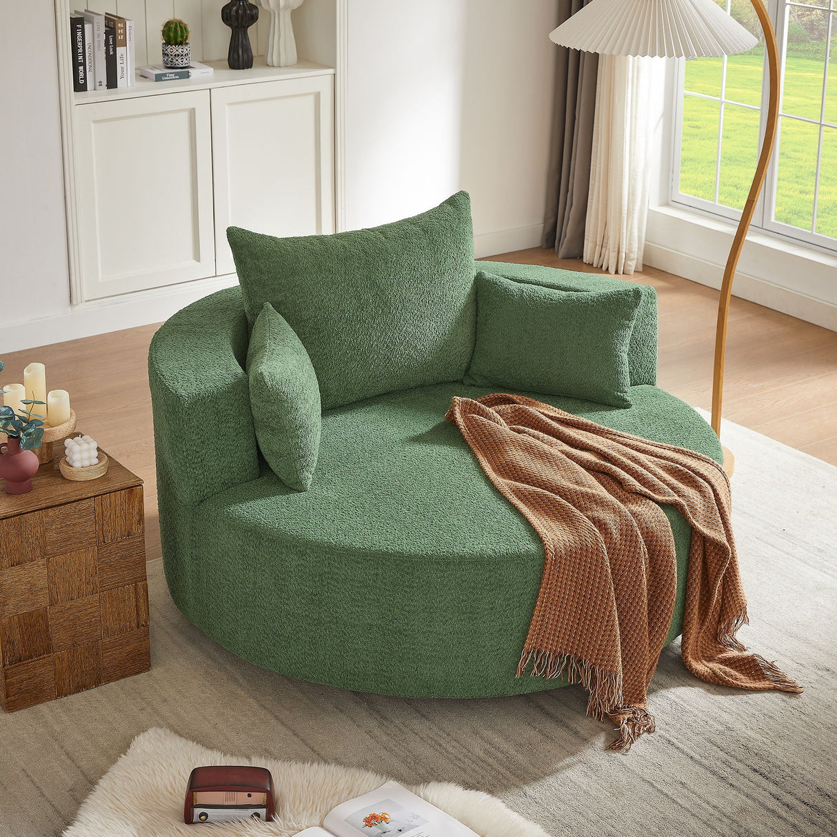 360° Swivel Accent Barrel Chair With 3 Removable Pillows For Living Room