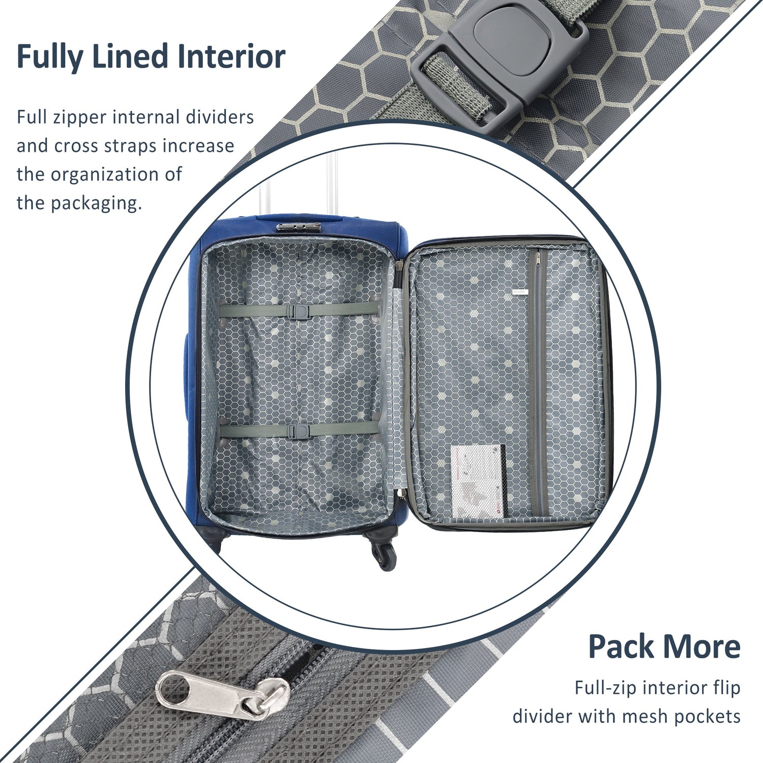 Softside expandable 3-piece luggage set with spinner wheels