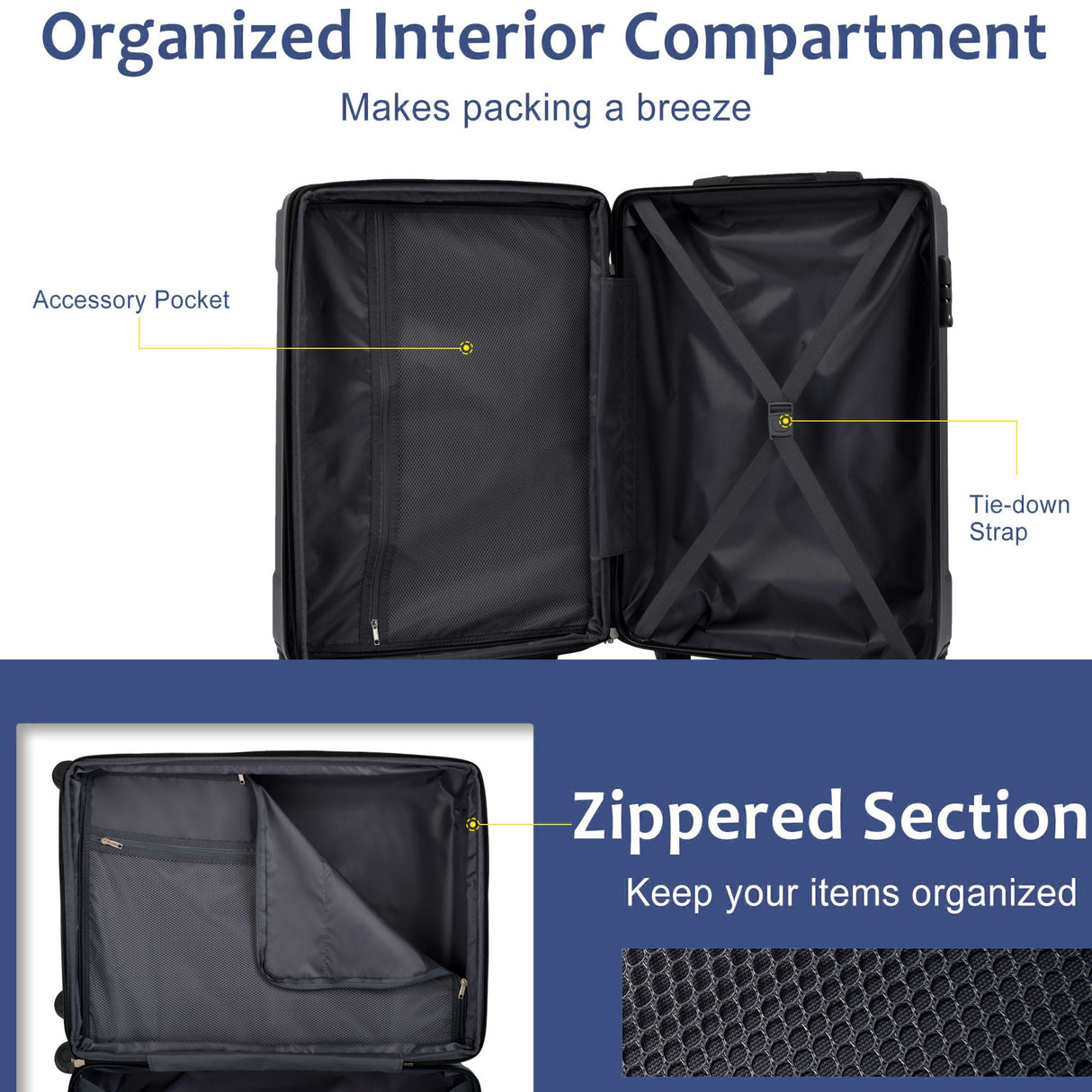 Hardshell Luggage Sets 6 Piece Suitcase Set Blue