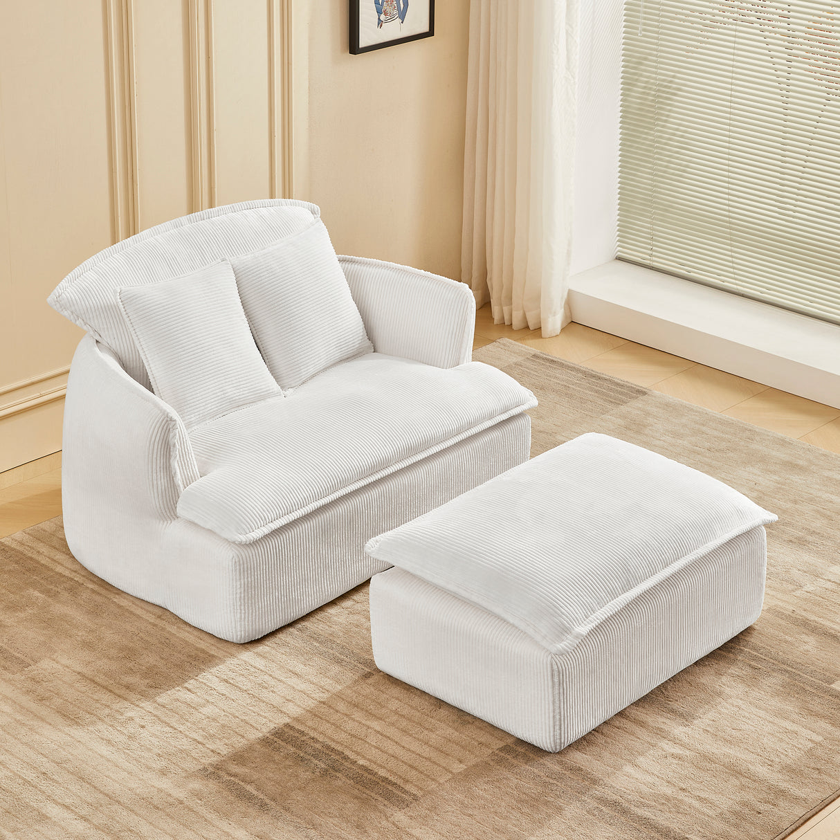 Convertible-Compressed-Sofa-Chair-with-Ottoman,-Modern-Corduroy-Fabric-Armchair-for-Small-Spaces-