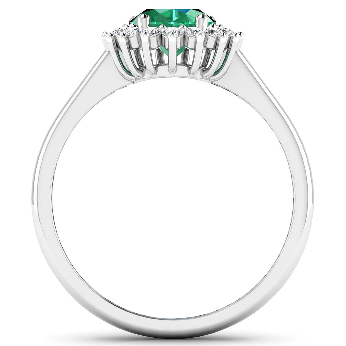 1.87 Carat Genuine Zambian Emerald and White Diamond 14K White Gold Ring