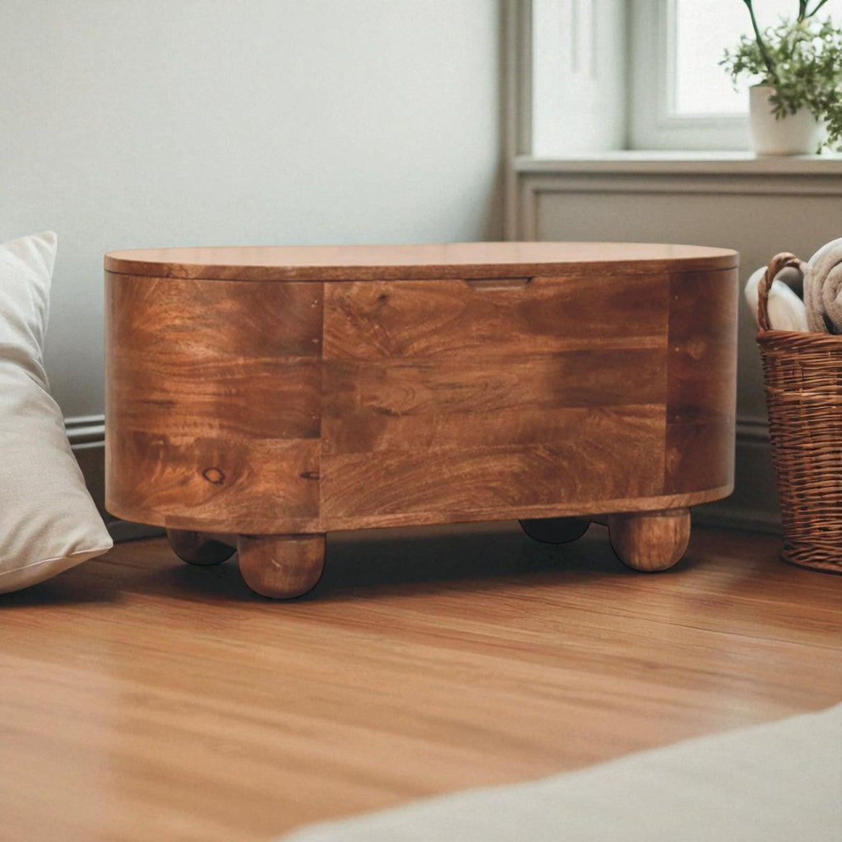 Solid Wood Curva Storage Trunk
