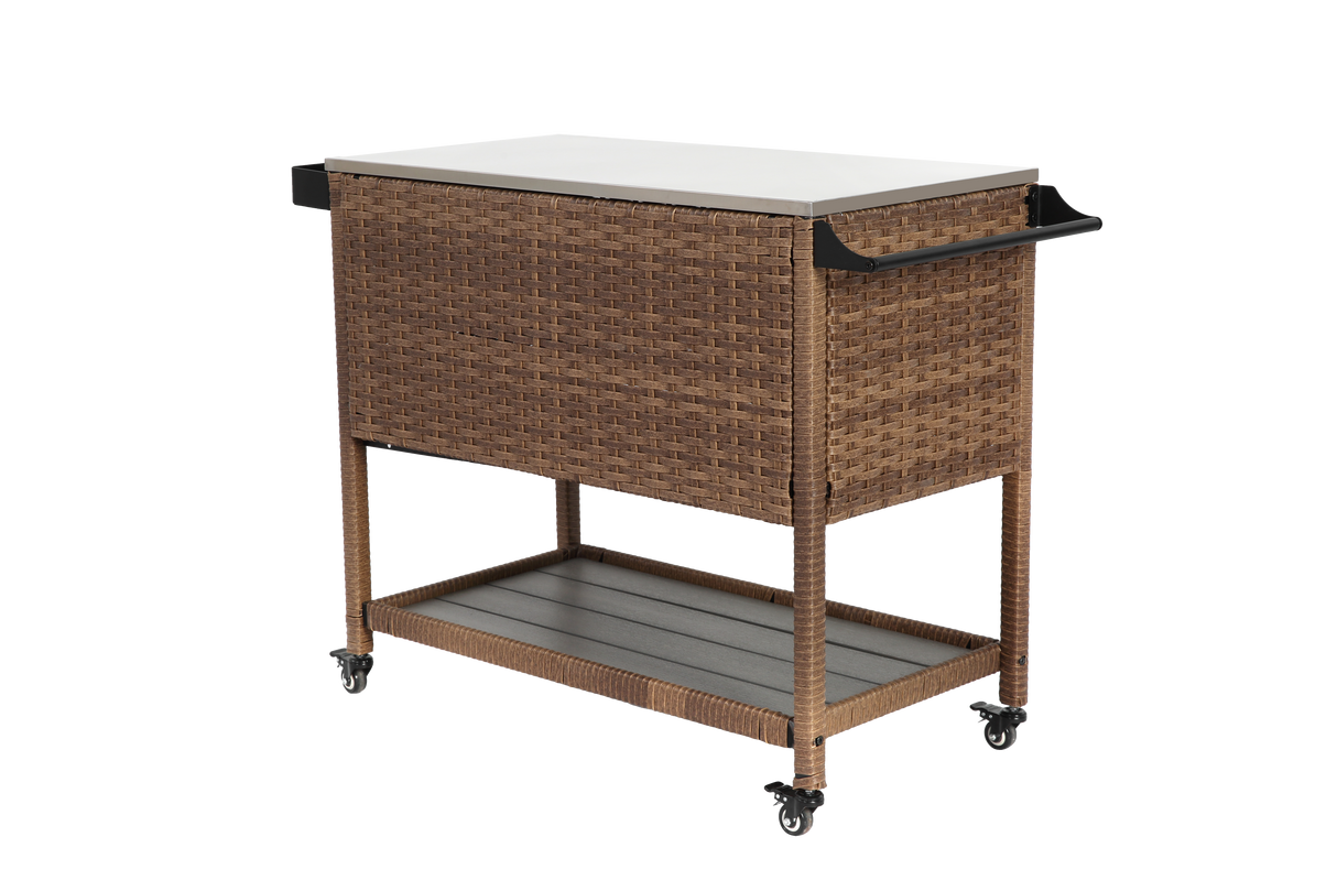 Outdoor Wicker Bar Cart