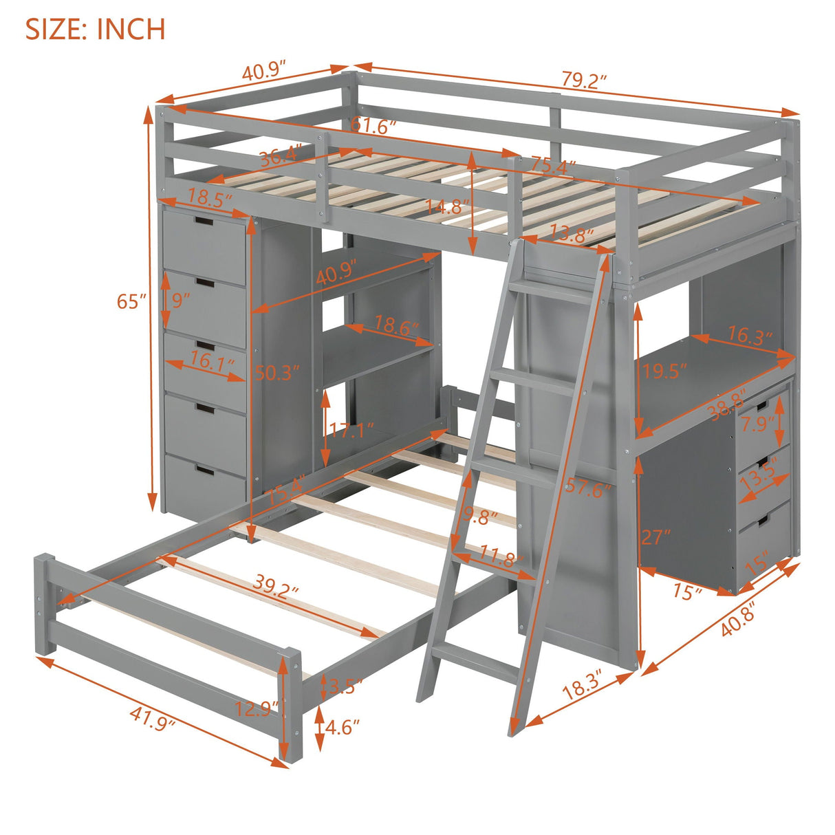 Bunk Bed With LED Light And USB Ports