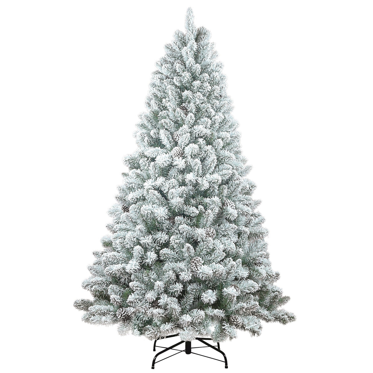 4FT Flocked Christmas Tree with Pine Cones and Snowy PVC Design