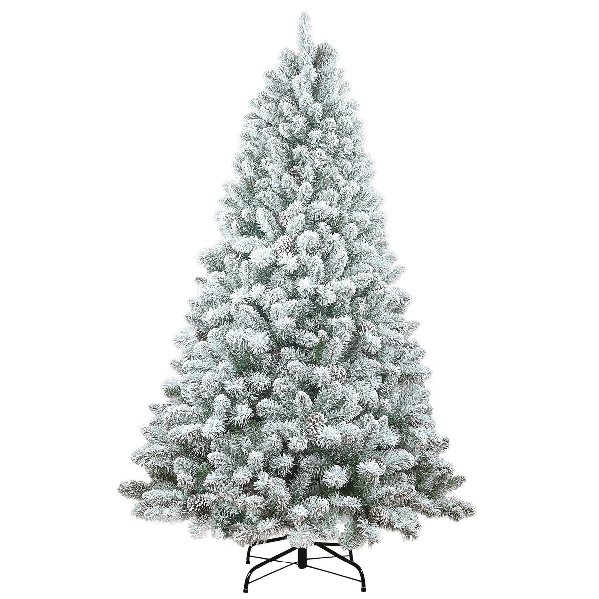 4FT Flocked Christmas Tree with Pine Cones and Snowy PVC Design