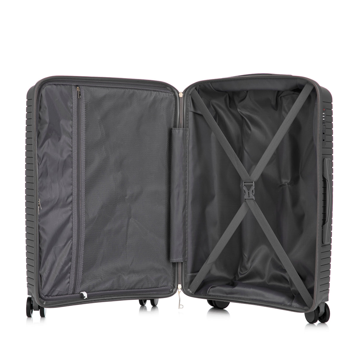 3-Piece PP Spinner Wheel Luggage Set 20'/24'/28' Silver Grey