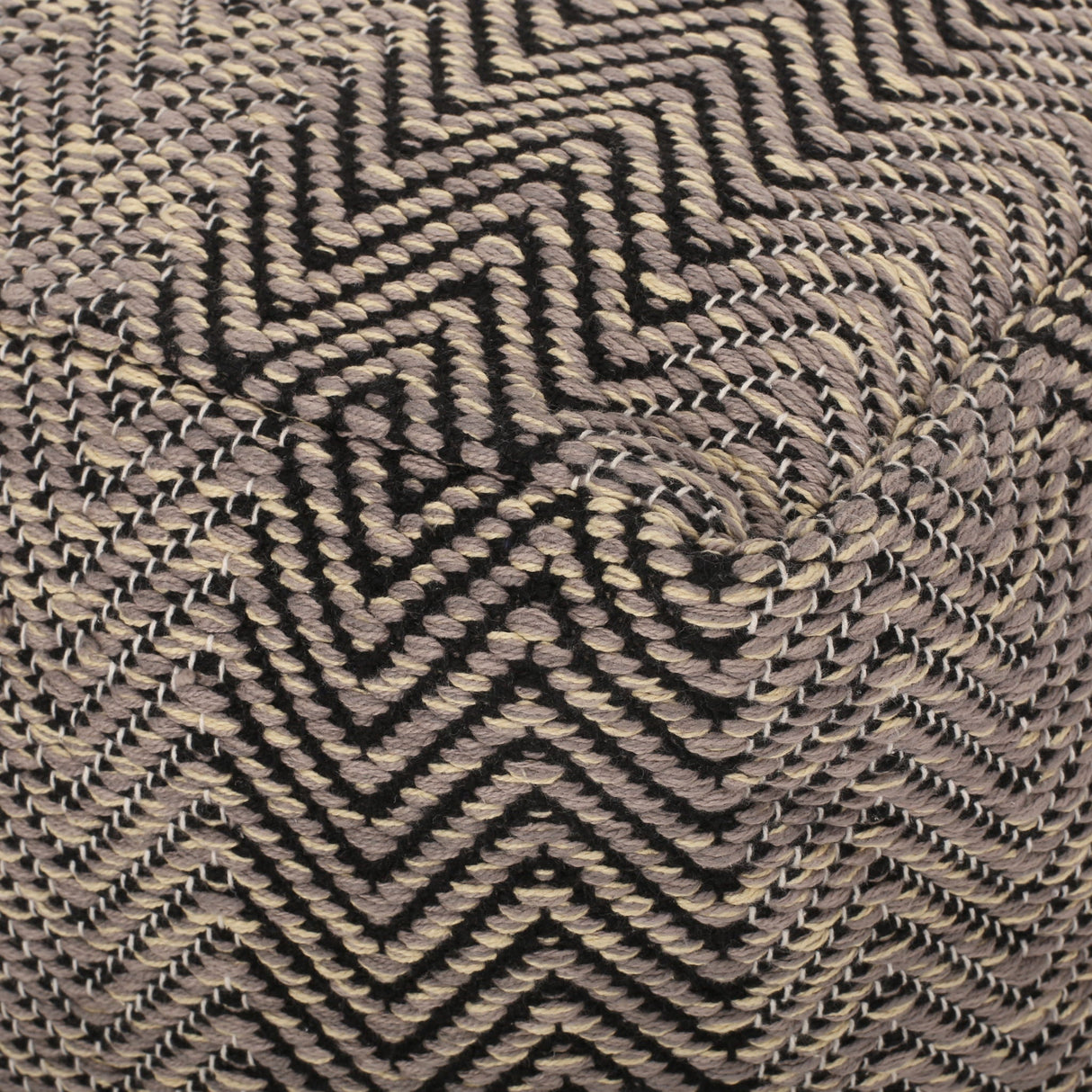 Barracuda - Handcrafted Cotton Pouf With Chevron Pattern - Brown / Beige