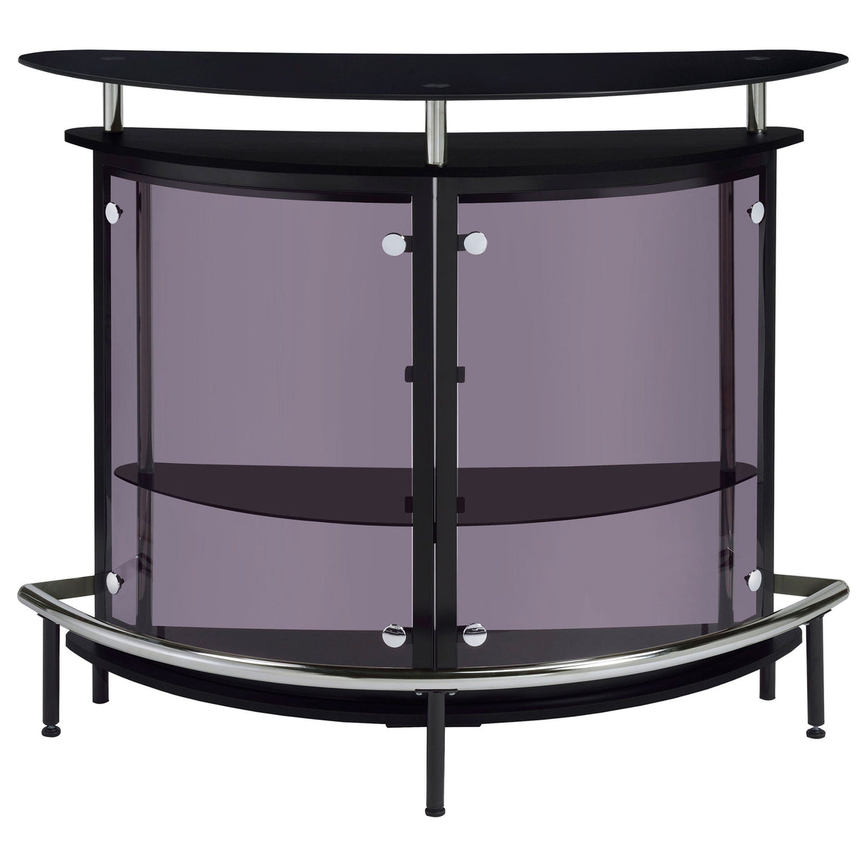 Strick & Bolton - Freestanding Glass Top Home Bar Wine Cabinet With Panels - Black