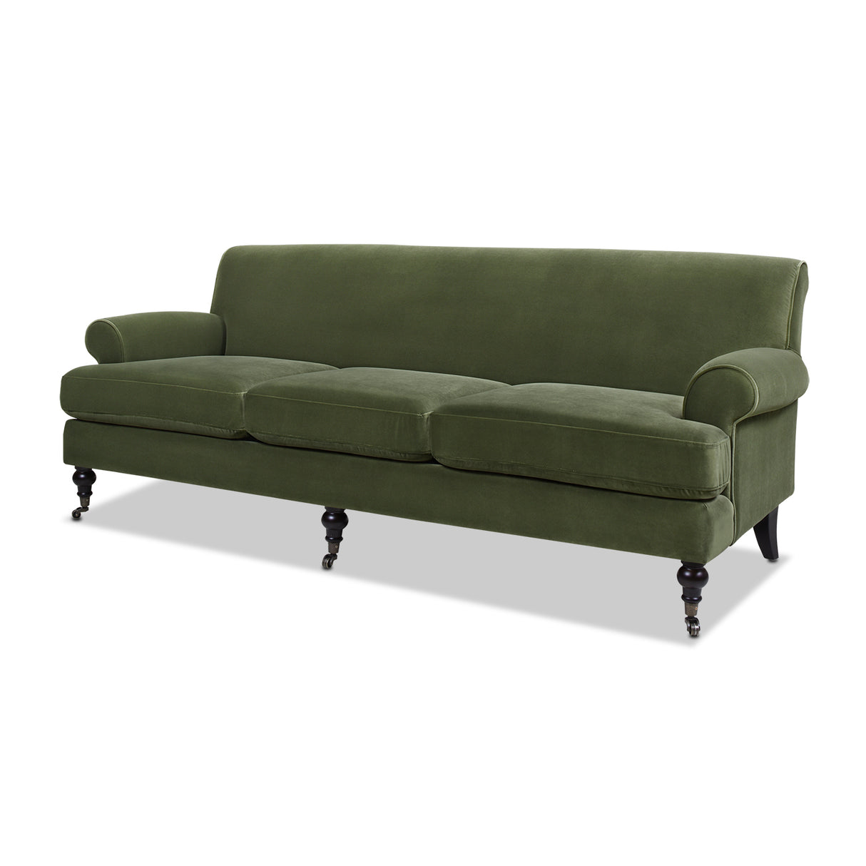 Alana lawson three-cushion tightback sofa, olive green performance velvet