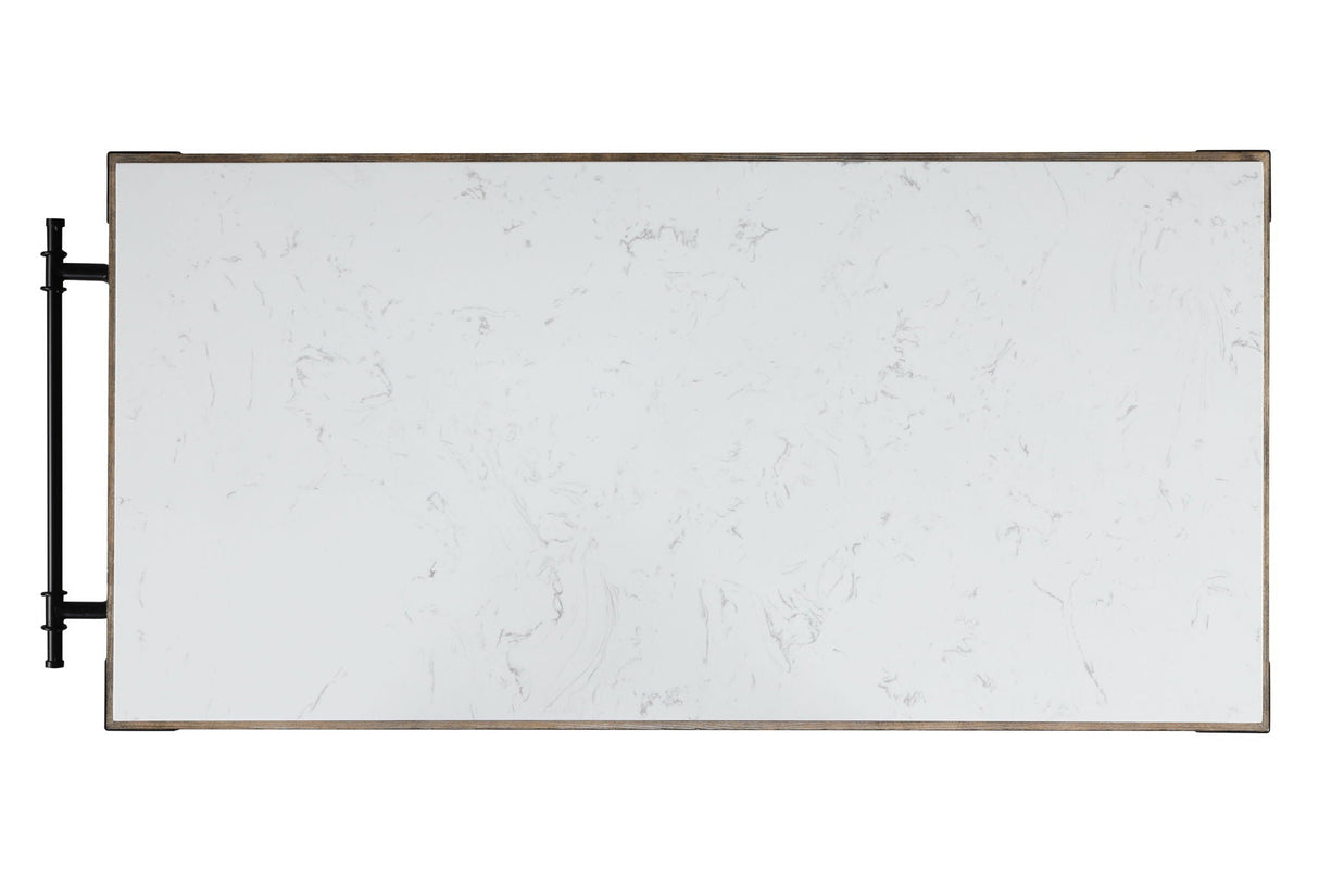 Alforvott - Kitchen Island - Marble Top & Weathered Gray