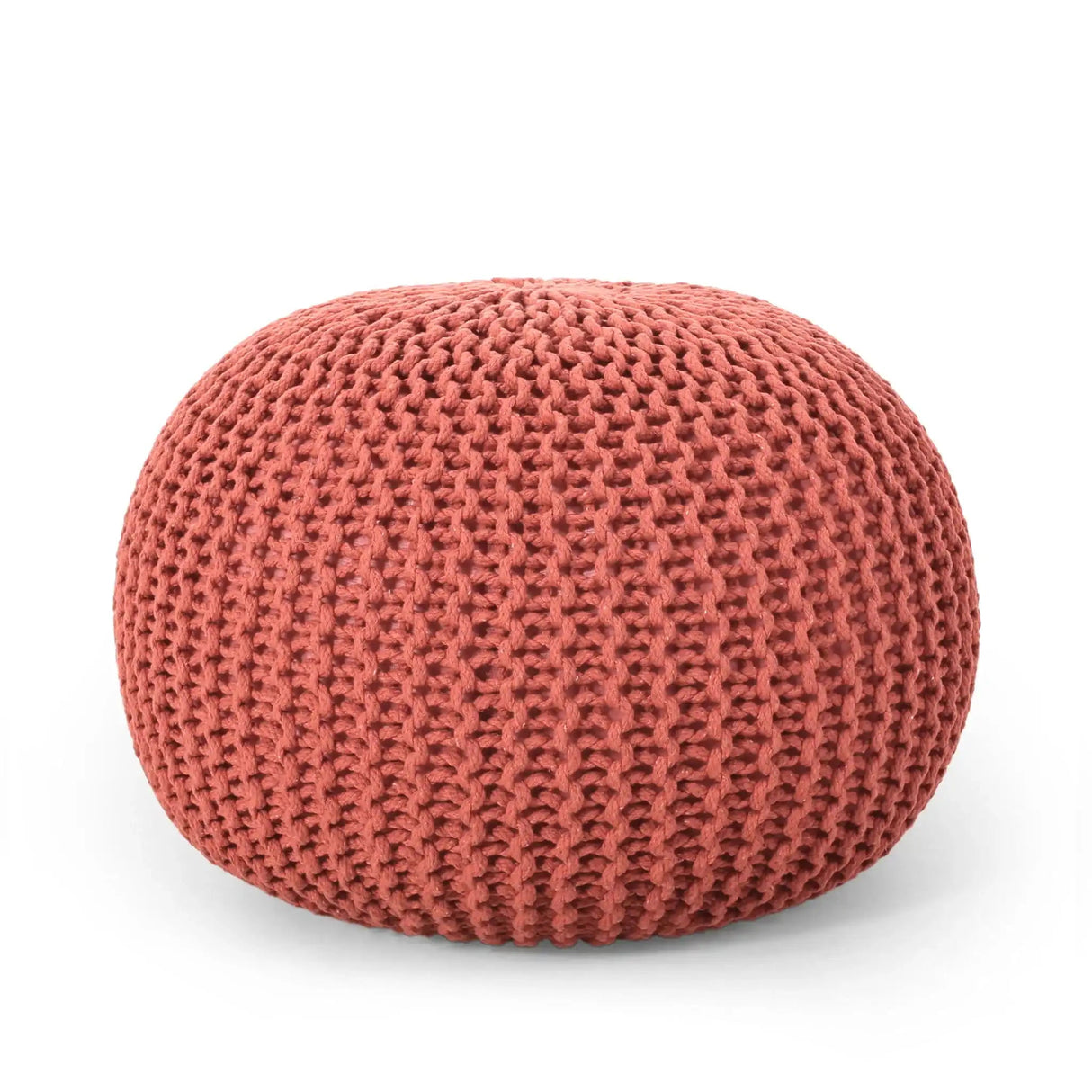 Bordeaux Knitted Cotton Round Pouf Ottoman Floor Cushion