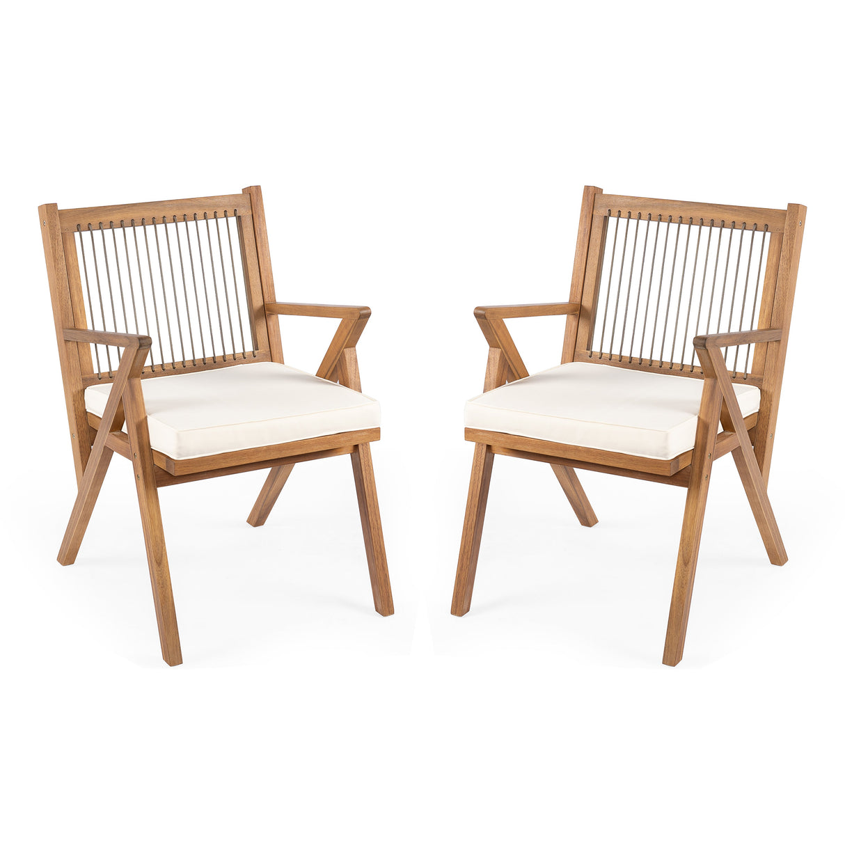 Patio Dining Chair with Cushion (Set of 2)