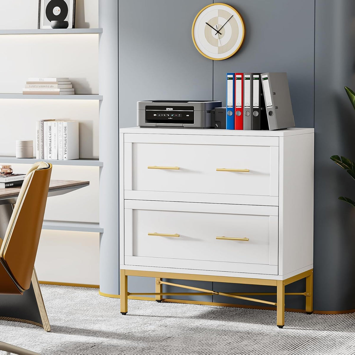 2 Drawer Lateral File Cabinet With Anti Tilt Safety, Filing Storage For Letter / Legal / A4 Files - White