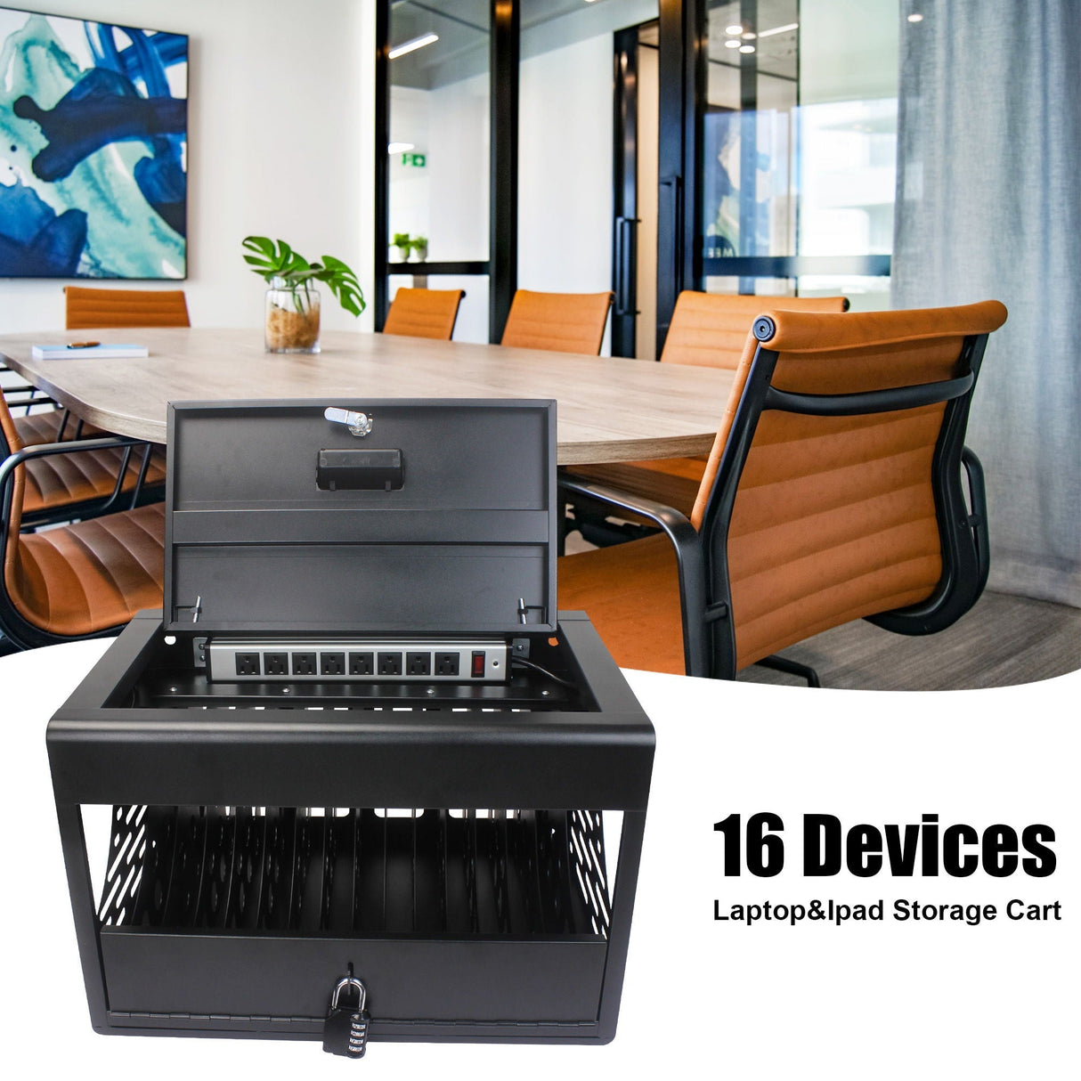 16 Bay Charging Cabinet for Laptop and Tablet Storage