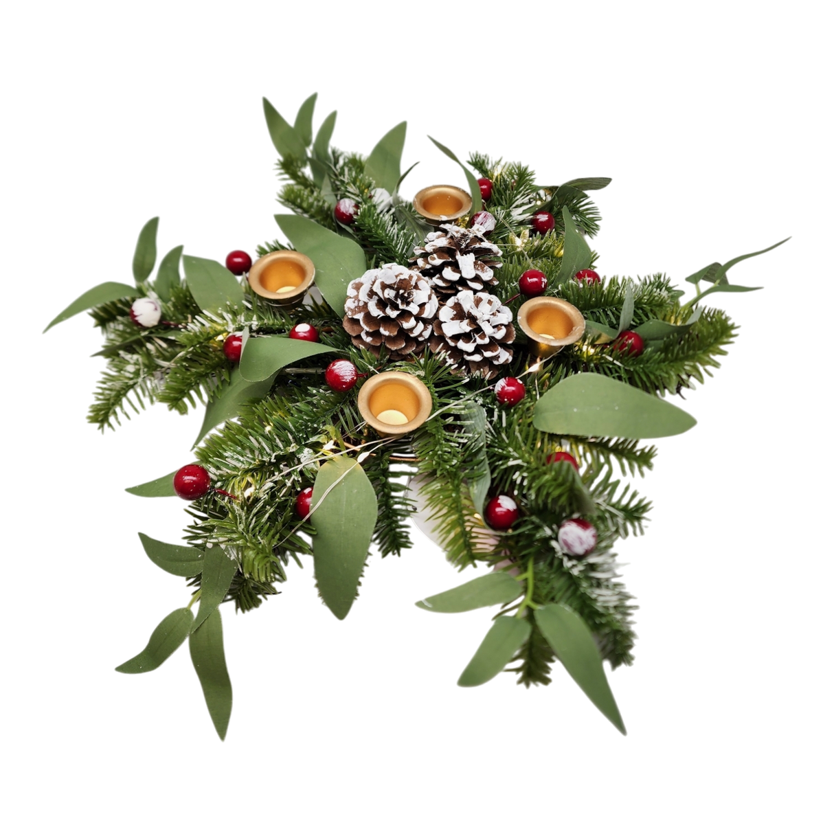 Lighted Candle Wreath - 18 Inch