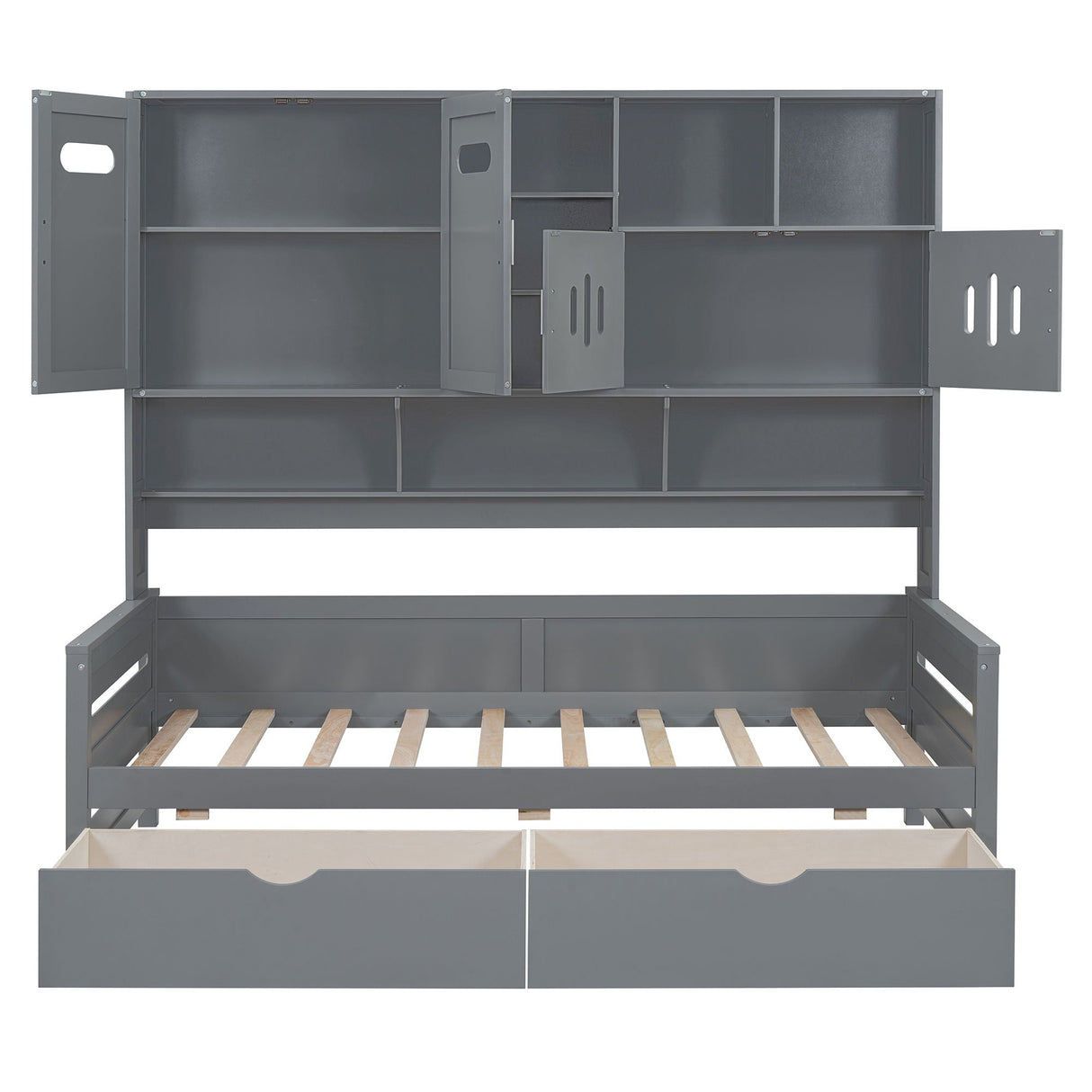 Daybed With All-In-One Cabinet And Shelf