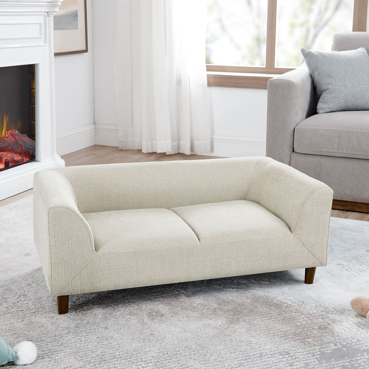 Modern Rectangular Pet Sofa With Backrest And Armrests For Small And Medium Dogs, Soft Cushion