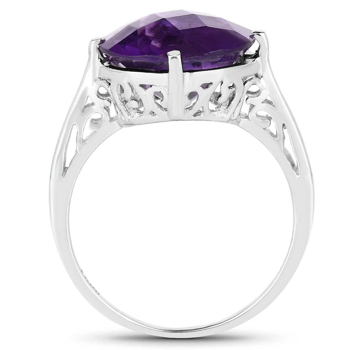 5.60 Carat Genuine Amethyst .925 Sterling Silver Ring