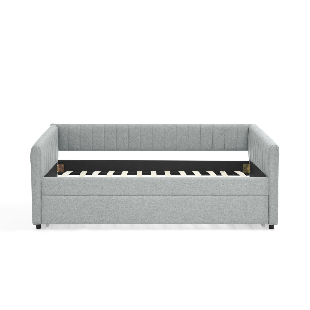 Upholstered Daybed With Trundle With Vertical Stripes