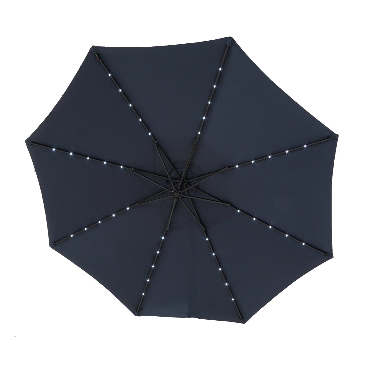10ft Solar LED Offset Hanging Market Patio Umbrella - Navy Blue