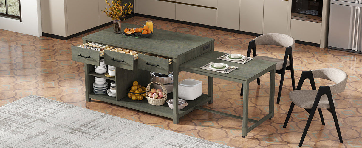 TREXM Extendable Kitchen Island with Storage