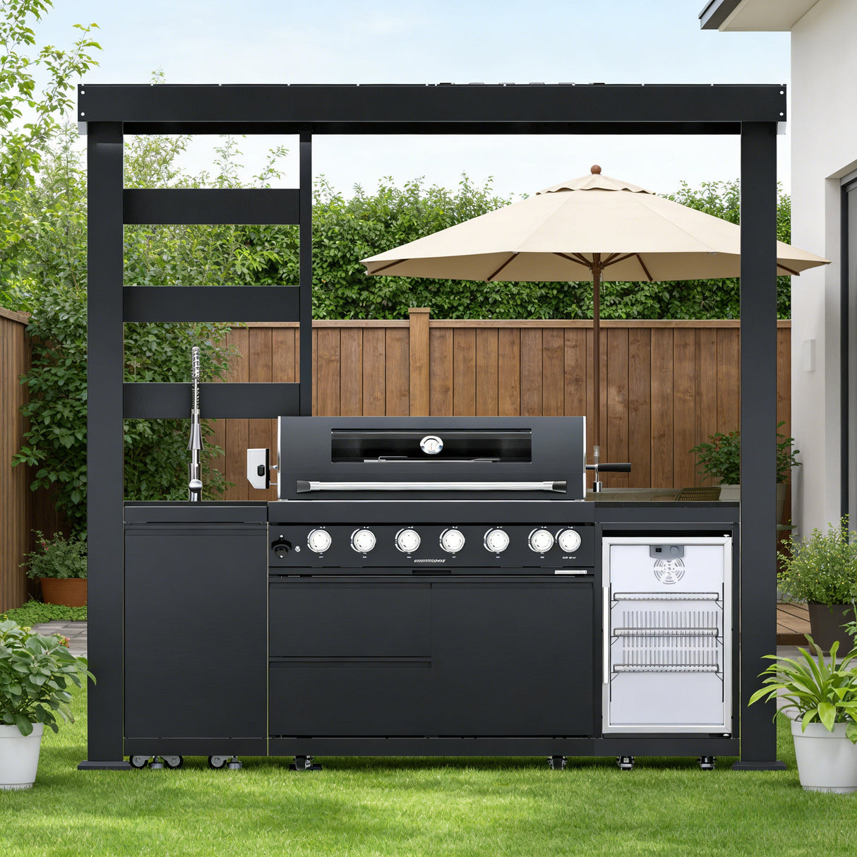 94-Inch 6-Burner Deluxe Stainless Steel Gas Outdoor Kitchen Grill