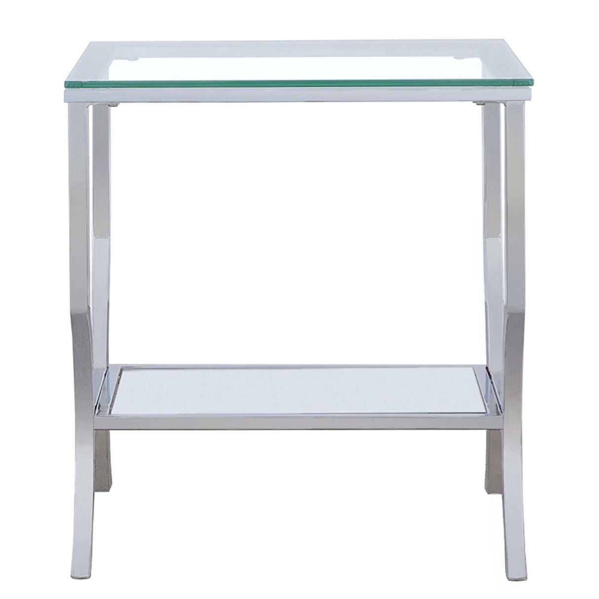 Porch & Den - Square Top End Table Elegance Glass - Chrome