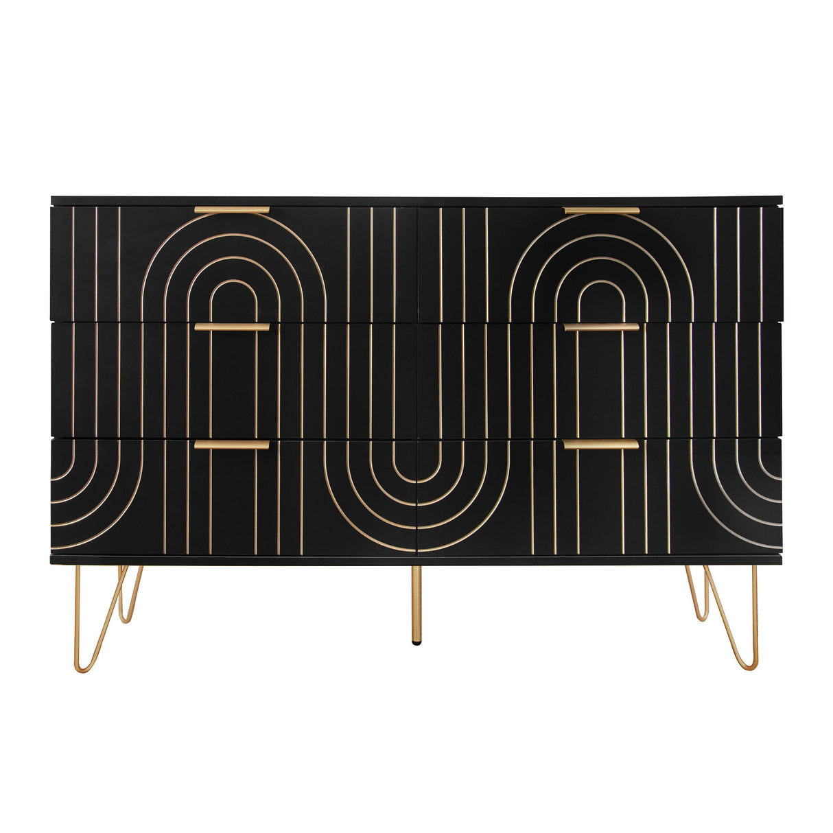 Modern 6-Drawer Dresser, Modern Dresser with Metal Handles