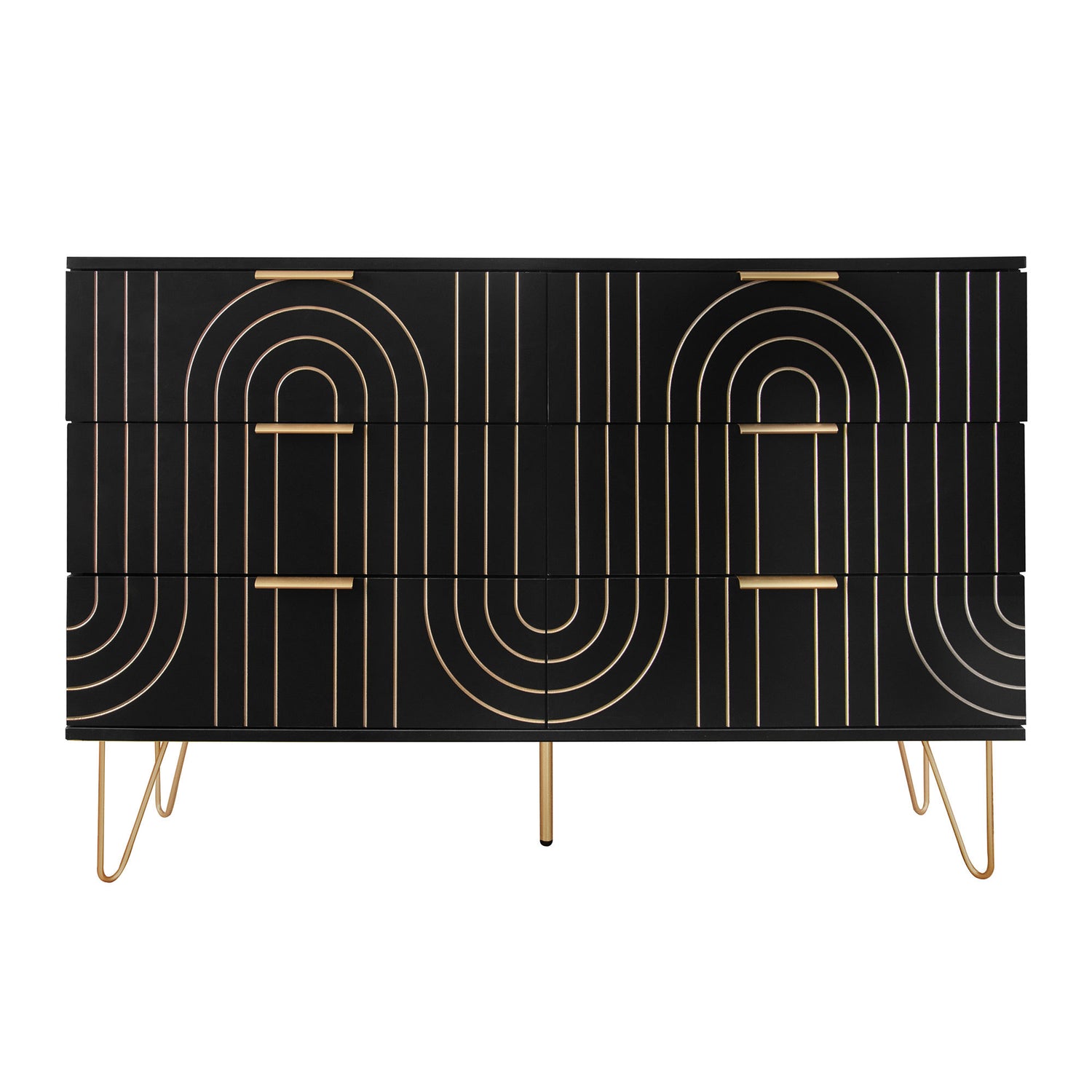 Modern 6-Drawer Dresser, Modern Dresser with Metal Handles