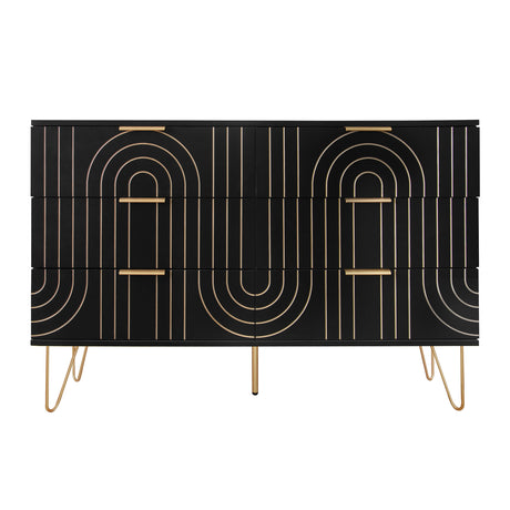 Modern 6-Drawer Dresser, Modern Dresser with Metal Handles