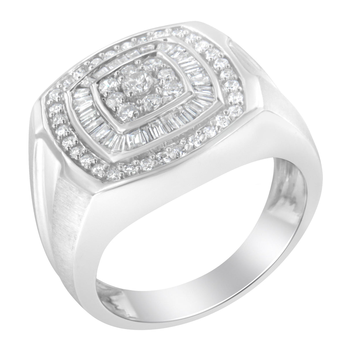 14K White Gold Men's 1 CTTW Diamond Band Ring