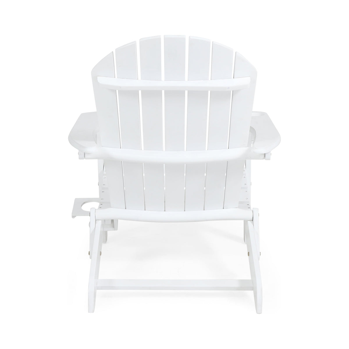 Zenithia Outdoor Foldable Adirondack Chair with 2 Cup Holders - White