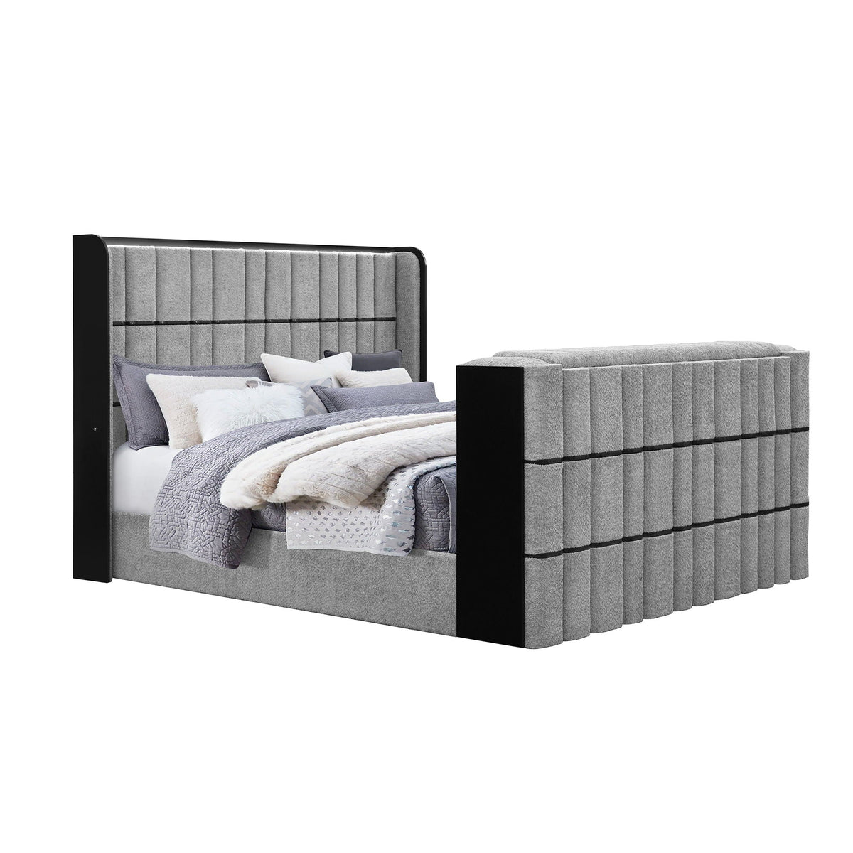 Isaiah - Bed With TV Lift-LED Speakers And Fireplace