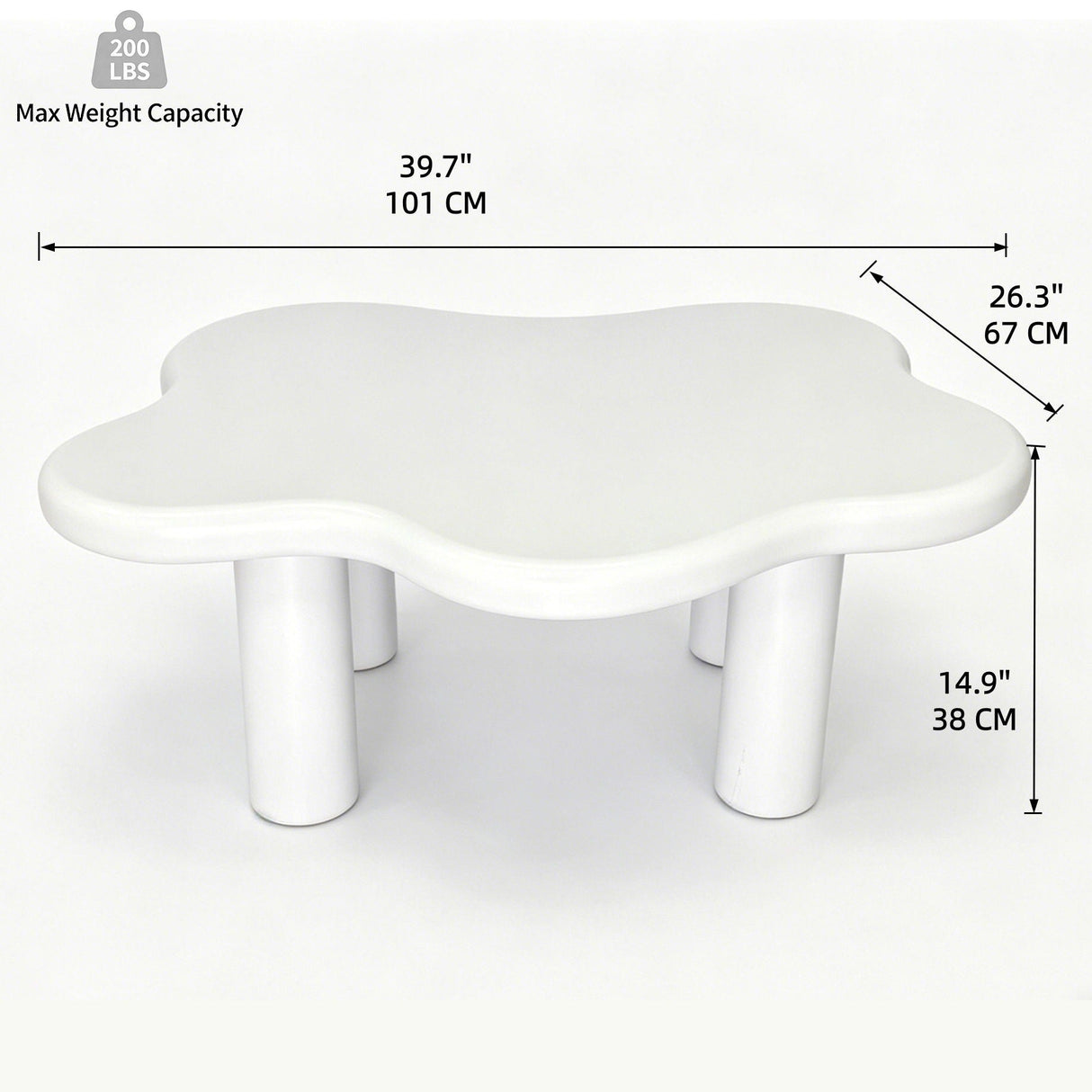 Cloud Shaped Coffee Table With 4 Round Legs