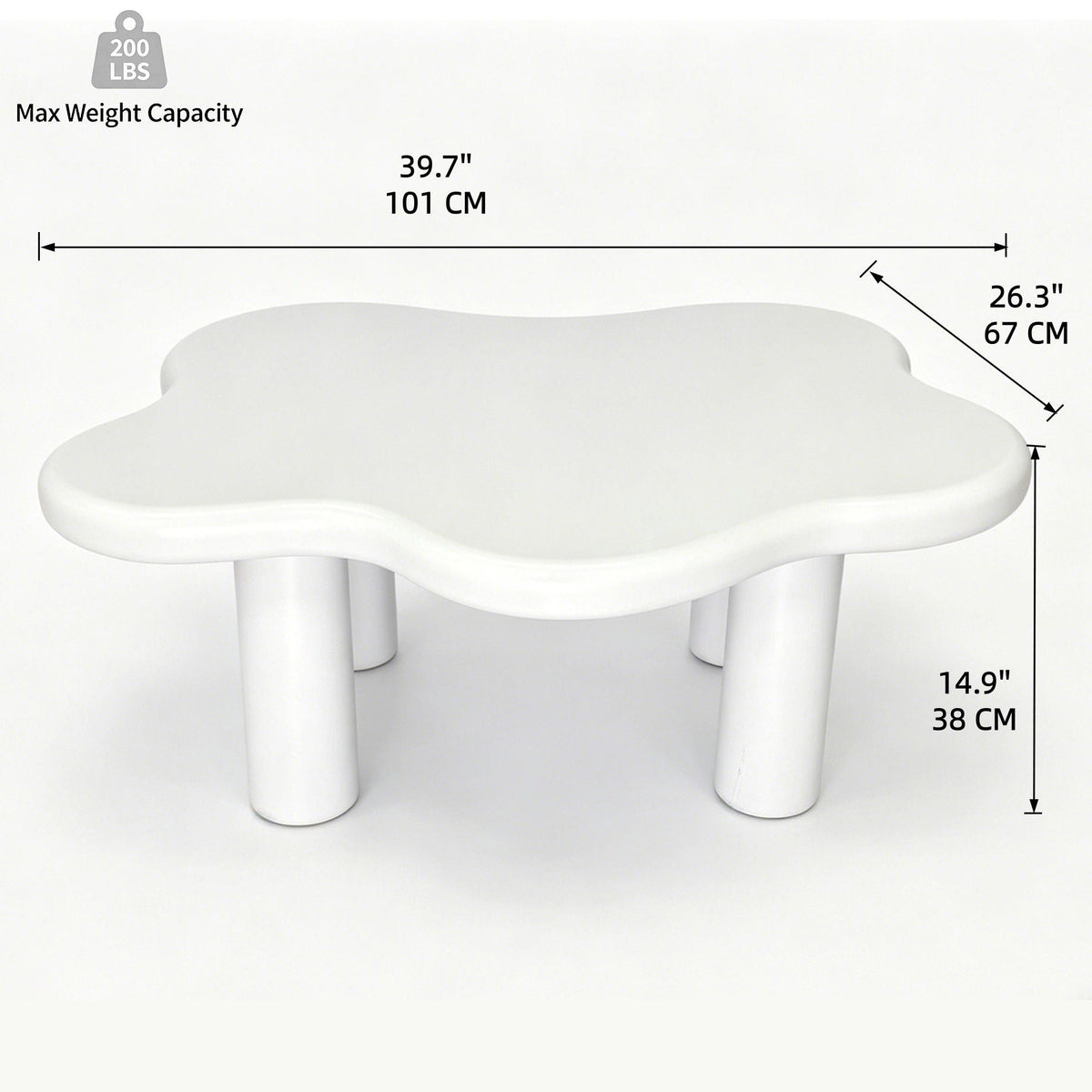 Cloud Shaped Coffee Table With 4 Round Legs